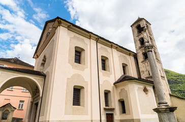 View of the medieval church of Beata Vergine Assunta in Semione (Serravalle), Ticino, Switzerland