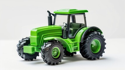 Toy tractor in green color isolated on a white background High quality image
