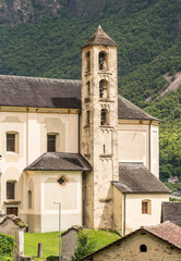 Fototapeta premium View of the medieval church of Beata Vergine Assunta in Semione (Serravalle), Ticino, Switzerland