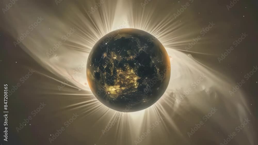 Canvas Prints large planet with bright light shining on it