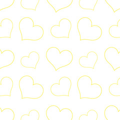 Yellow heart outline repeating pattern
