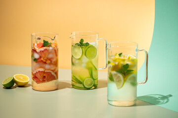Refreshing citrus fruit infused water drinks
