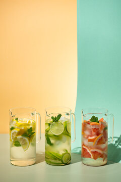 Refreshing citrus fruit infused water drinks