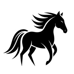 a minimalist , Creative simple memorable horse animal logo vector silhouette black color