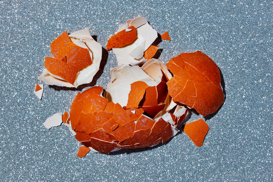 cracked shell of a hard-boiled egg