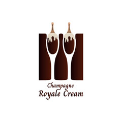 Bottle champagne royal ice cream chocolate vector glass dessert