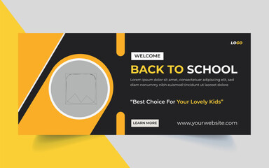 : back to school facebook cover design or web banner design template