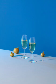 New Year eve, two glass of champagne