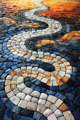 A Vibrant Mosaic of Blues and Whites