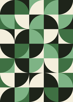Green geometric shapes.