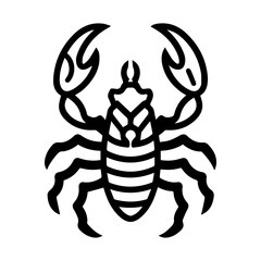 Scorpion Geometric logo or modern line icon. Vector line art and icon design with bold outline. Black and white Pixel Perfect minimalistic symbol isolate white background. Creative logotype