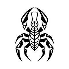 Scorpion Geometric logo or modern line icon. Vector line art and icon design with bold outline. Black and white Pixel Perfect minimalistic symbol isolate white background. Creative logotype