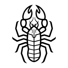 Scorpion Geometric logo or modern line icon. Vector line art and icon design with bold outline. Black and white Pixel Perfect minimalistic symbol isolate white background. Creative logotype
