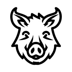 Boar logo or modern line icon. Vector line art and icon design with bold outline. Black and white Pixel Perfect minimalistic symbol isolate white background. Creative logotype