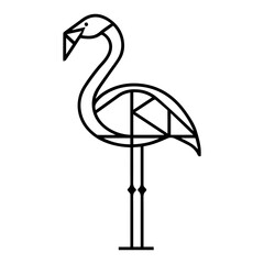 Geometric Flamingo logo or modern line icon. Vector line art and icon design with bold outline. Black and white Pixel Perfect minimalistic symbol isolate white background. Creative logotype