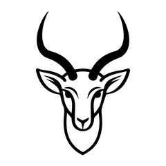 Antelope logo or modern line icon. Vector line art and icon design with bold outline. Black and white Pixel Perfect minimalistic symbol isolate white background. Creative logotype