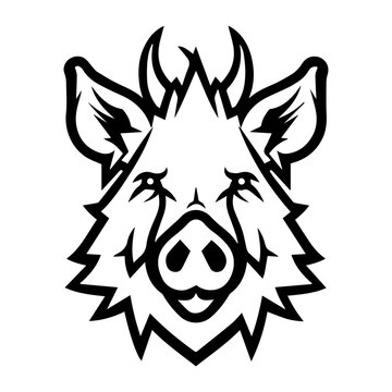 recommend clip art: Boar logo or modern line icon. Vector line art and icon design with bold outline. Black and white Pixel Perfect minimalistic symbol isolate white background. Creative logotype