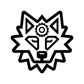 recommend clip art: Fox Gear logo or modern line icon. Vector line art and icon design with bold outline. Black and white Pixel Perfect minimalistic symbol isolate white background. Creative logotype