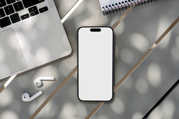 Mockup phone and Laptop in Modern Office