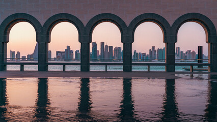 The Panoramic skyline of Doha, Qatar