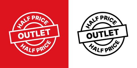 half price outlet set sale red and black stamp