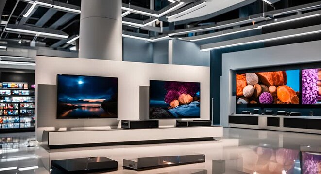 LED TVs in a Television store.