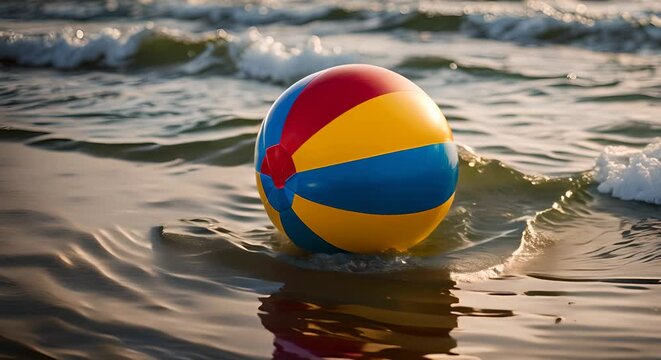 Beach ball in the sea.