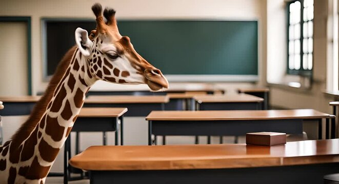 Giraffe in a class.