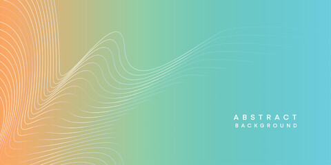 Abstract orange-sky blue digital future technology geometric flowing line background. Teal, Ocean, red gradient smooth wave lines web banner background for cover, flyer, header, poster, website