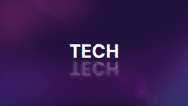 Tech text with screen effects of technological failures. Spectacular screen glitch with various kinds of interference. Looped