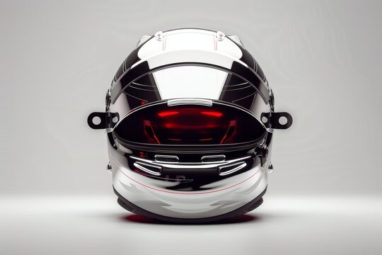 Casco de coche de carreras aislado sobre fondo blanco, casco de coche de carreras de cara