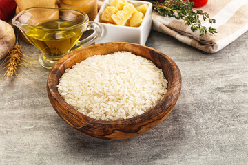 Dry Arborio rice for risotto