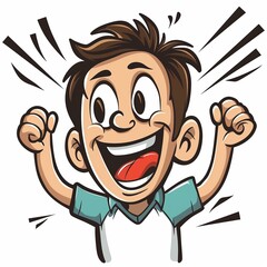 Fototapeta premium Excited Cartoon Boy Cheering with Joyful Expression