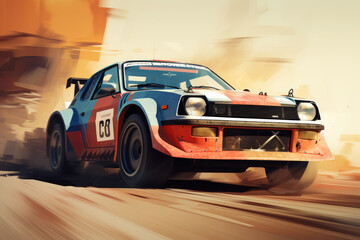 Naklejka premium Car race 1980 era style