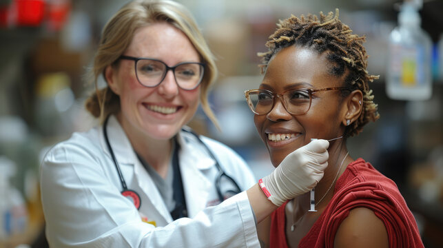 A nurse administering a vaccine to a patient