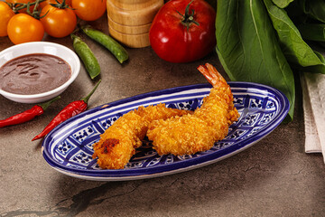 Crispy breaded golden fried prawns