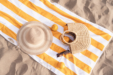 Sunlit Beach Picnic Setup with Accessories