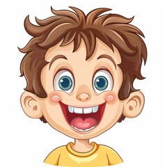Obraz premium Excited Cartoon Boy with Big Smile and Messy Hair