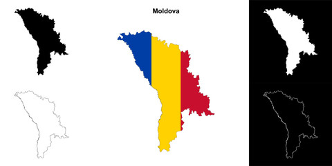 Moldova blank outline map set