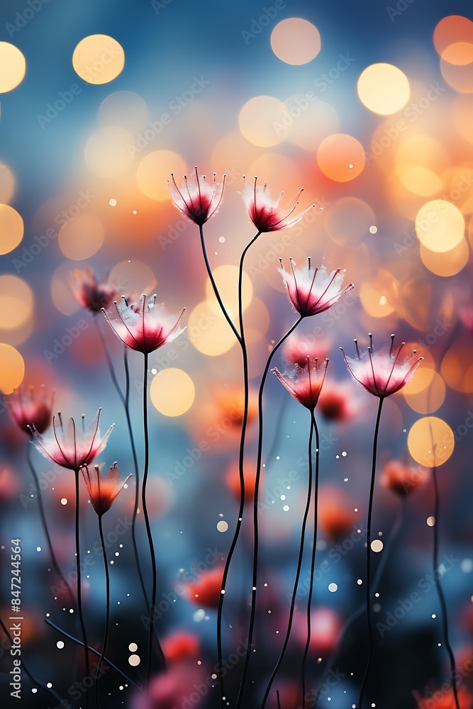 Poster Pastel color tone gradient with abstract bokeh light background