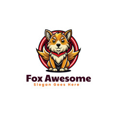 Vector Logo Illustration Awesome Fox Simple Mascot Style