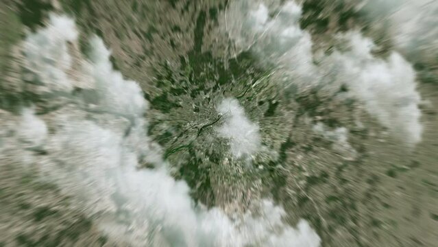 Zooming on Warsaw, Poland. Earth zoom in from outer space to city. The animation continues by zoom out through clouds and atmosphere into space. View of the Earth at night. Images from NASA. 4K