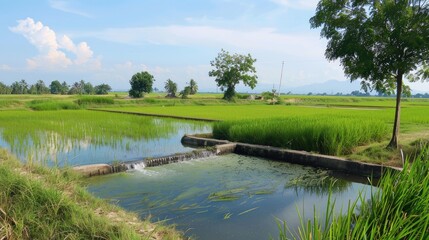 Irrigation System s Water Pumping Station for Rice Fields