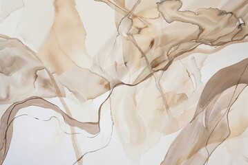 A beautiful abstract artwork with fluid shapes in beige, grey and pastel brown in style of alcohol ink painting. The background with liquid forms, watercolor blur and detailed texture.
