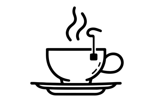 recommend clip art: Coffee or tea mug style line art vector illustration with white background - Generative AI
                    