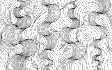 Abstract shapes wallpaper. Hand drawn illustration. Ink painting style composition thin line.
