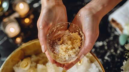 Luxurious Spa Exfoliation with Champagne and Gold Scrub for Opulent Rejuvenating Treatment