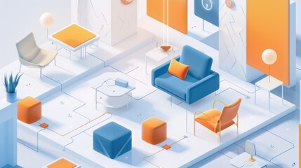 Modern Living Room with Geometric Design