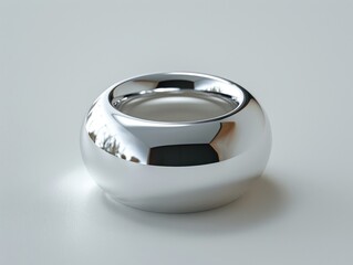 Shiny Silver Ring on a White Background