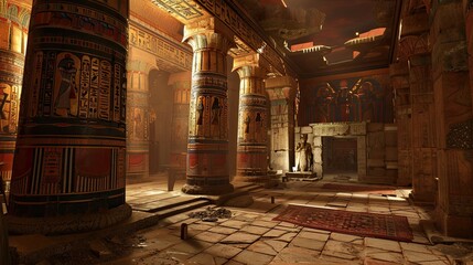 Obraz premium Egyptian Pharaoh's Chamber Environment. AI generated art illustration.
